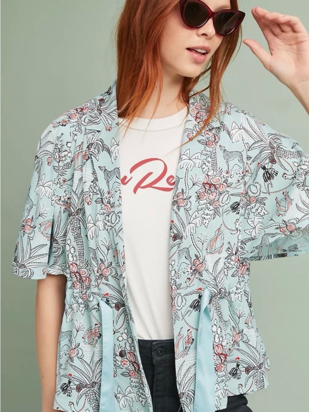 ANTHROPOLOGY ett twa Evie front-tie kimono-style jacket
